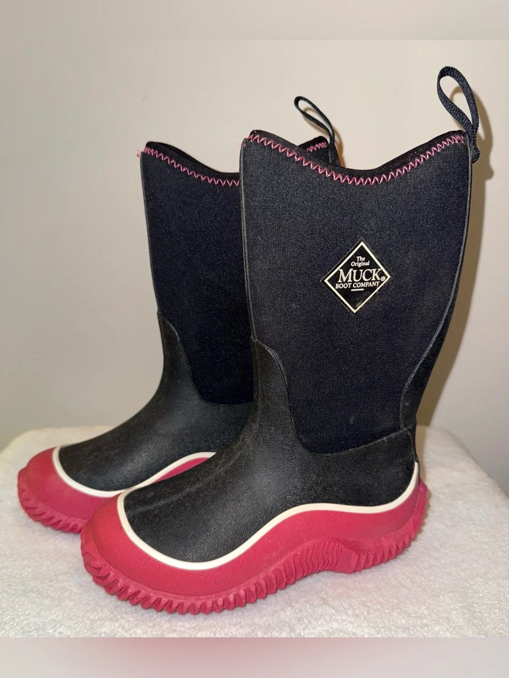 Muck Boot Company Kids Waterproof Neoprene Rain Boots Black Pink Youth Size 12